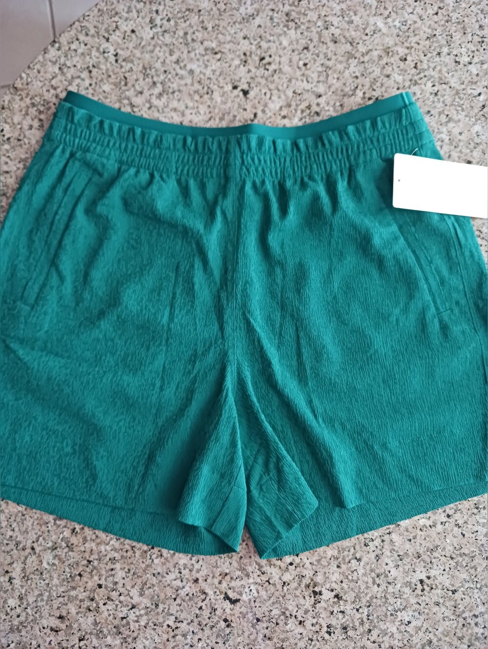 Women's Athleta Teal Textured Elastic-Waist Shorts
